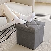 SAMRELAX 15 Inches Ottoman with Storage, Folding Storage Ottoman Bench Set, Storage Chest for Entryway, Living Room, Support 500LBS, Grey