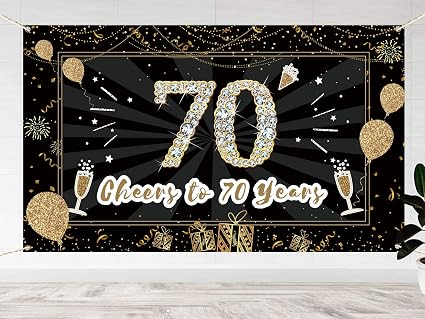 70th Birthday Background Banner 70th Birthday Party Decoration Extra Large Black Gold Sign Poster For Anniversary Photo Booth Backdrop Background Banner Birthday Party Supplies Toys Games Party Supplies Kiririgardenhotel Com