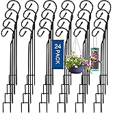 Hicarer 24 Pcs Shepherd Hooks 32 Inch Metal Rust Resistant Steel for Garden Outdoor Hanging Plant Basket Solar Light Lantern Bird Feeder Christmas Halloween Wedding Decor(Black)