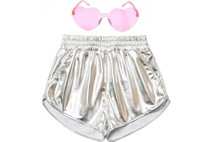 Perfashion Girls Metallic Shorts Shiny Hot Short Sparkly Party Pants &Sunglasses