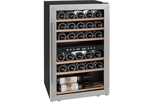 Kalorik WCL 44446 SS Cooler 29-Bottle Dual-Zone Compressor Wine Cellar, Stainless Steel, Black Body
