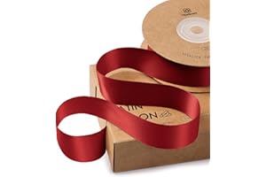 Vitalizart Red Ribbon for Gift Wrapping 1" x 25Yd Double Face Continuous Functional Satin Ribbon for Crafts Silk Like Fabric Flower Bouquet Birthday Party Decorations Bridal Shower Wreath Hair