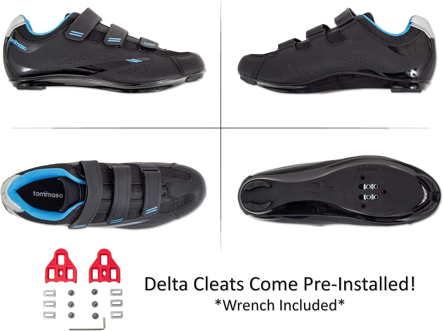  | Tommaso Pista Women's Spin Class Ready Cycling Shoe Bundle with Compatible Cleat, Look Delta, SPD - Black, Blue, Pink, White | Cycling