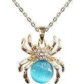 Navachi 18k Gold Plated Opal Crystal Spider Pendant Necklace 16"+2"