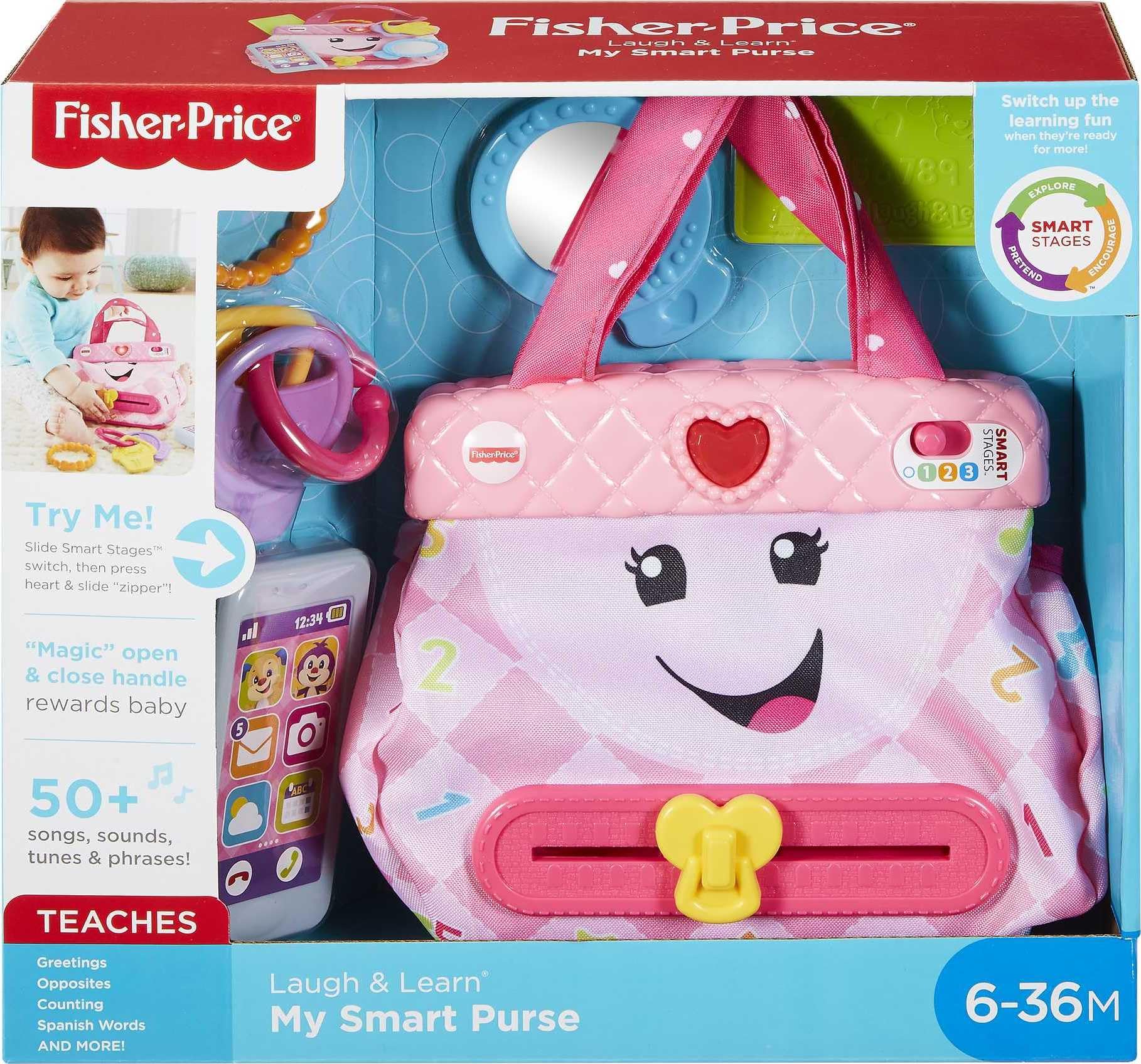 Fisher-Price Baby & Toddler Toy Laugh & Learn My Smart Purse with Lights, Learning Songs & 5 Accessories for Infants Ages 6+ Months (Amazon Exclusive)