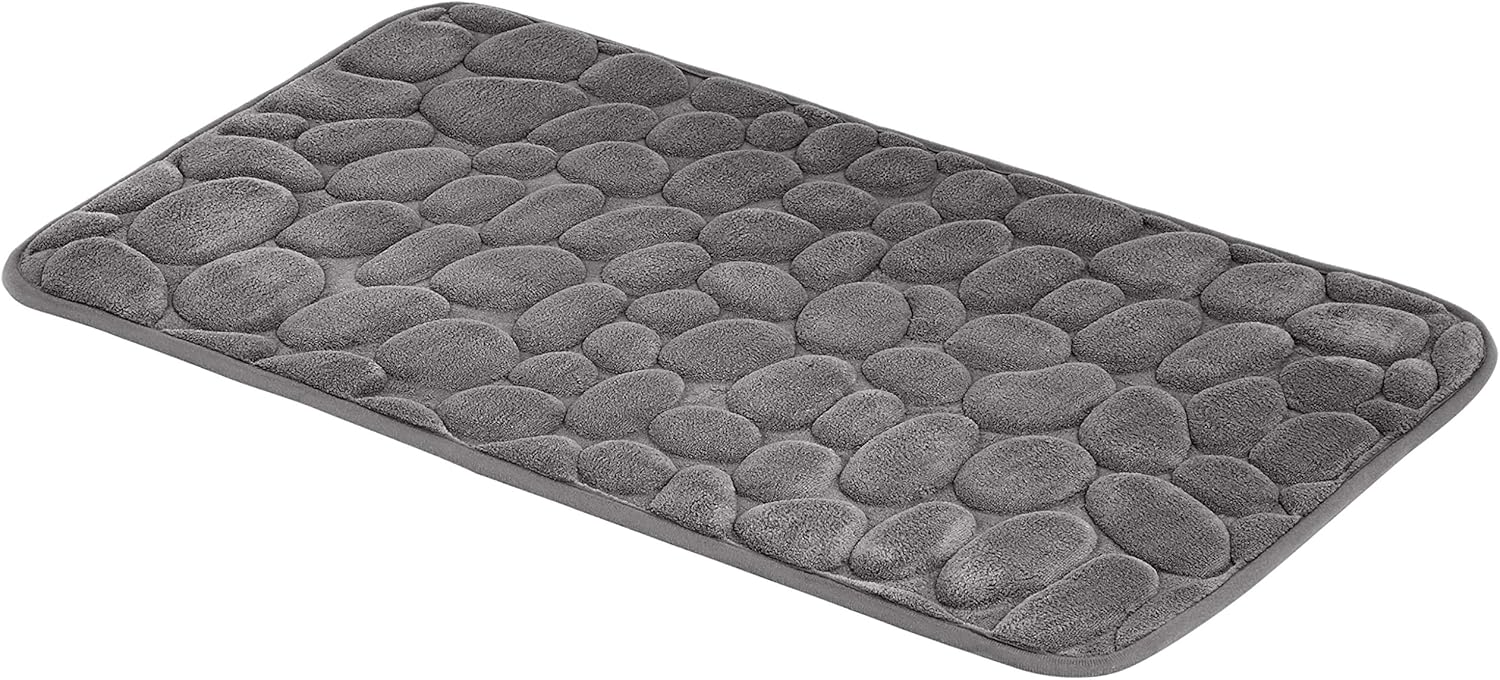 AmazonBasics - Badematte, Memoryschaum, Stein-Optik, Grau, 50 x 80 cm