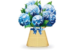 PAEONE Paper Pop-Up Flower Card, Nantucket Hydrangea, Forever Flowers Bouquet 3D Popup Greeting Cards, Blank Note Envelope, Birthday Gift Cards, Mother's Day, Holiday Decorations