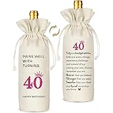 TBITON 40th Birthday Gifts Woman's, 40 Year Old Birthday Gifts for Women Wine Bag, Funny 40th Birthday Party Decor, Happy Birthday Gifts Wine Bags for Mom Wife Friend Sister Her Coworker