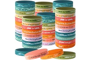 Bucherry 120 Pcs Christian Bracelets Rubber Bible Verse Bracelets Christian Silicone Jesus Religious Wristbands Bulk for Men Women Kids Party Favors