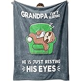 Funny Grandpa Gifts, Birthday Gifts for Grandpas, Grandpa is Not Sleeping Blanket, Funny Gift Blanket for Grandpas Grandfather from Grandkids 60" x 50"