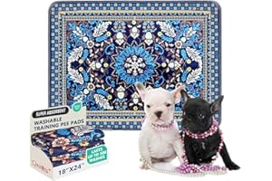 Qeils Reusable Puppy Pads, Washable Pee Pads Super Absorbent Dog Training Pads, Non-Slip Leakproof Wee Wee Pads for Crate, Floor, Potty Pads Feeding Mat Dog Pee 2 Pack 18"x24"