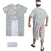 Adnee 3 Pcs Patient Gown Party Costumes,Funny Hospital Gown Outfit for Adult,Unisex Medical Gowns Halloween Costumes for Halloween Cosplay Themed Party