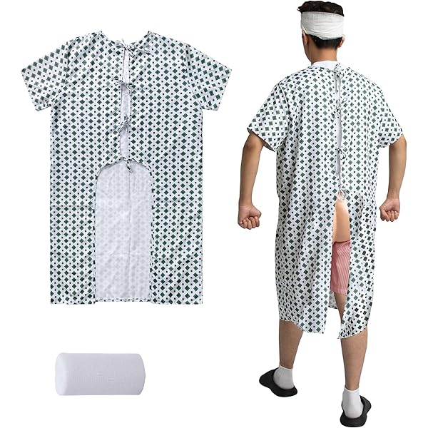 Disfraz De Halloween De Paciente De Hospital - Incluye Pijama Con Almohada Y Colcha, Divertido Para Fiestas