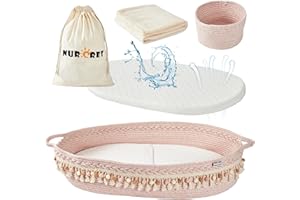 Nurcret Baby Changing Basket, Foldable Portable Changing Pad, Moses Basket for Newborn, Changing Table Topper for Dresser, Co