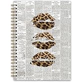 NaZaUK Trendy Preppy Leopard Spiral Notebook, Funky Retro Cheetah Feeling Lucky Dice Preppy Aesthetic Journal Notebooks for Note Taking, Leopard Print Gifts for Women, Blue Spiral Journal 5.5x8.3