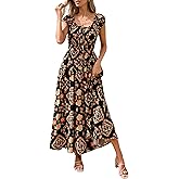 PRETTYGARDEN Boho Maxi Dresses for Women 2026 Summer Floral Wedding Guest Dress Resort Wear Spring Long Flowy Beach Sundress