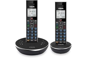 VTech LS6381-2 Bluetooth Speaker with Echo Cancellation, Noise Reduction, Music Streaming, PC/Landline/Cellular Calls, Paired with DECT6.0 Cordless Handset, Answering System, Smart Call Blocker,Black