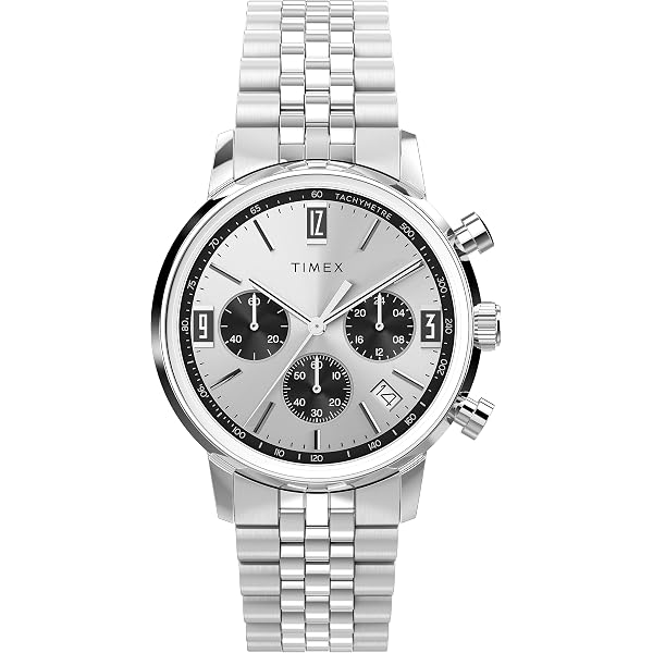 Timex Orologio Cronografo Uomo Quarzo TW2V42600 - Cassa 40mm, Cinturino Acciaio, Quadrante Nero