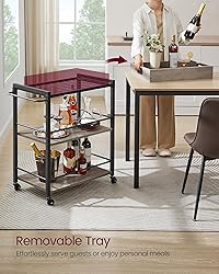 VASAGLE Kitchen Serving Cart with Removable