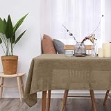 Deconovo Rectangular Tablecloth 51x110in Wipeable Taupe Faux Linen view 2