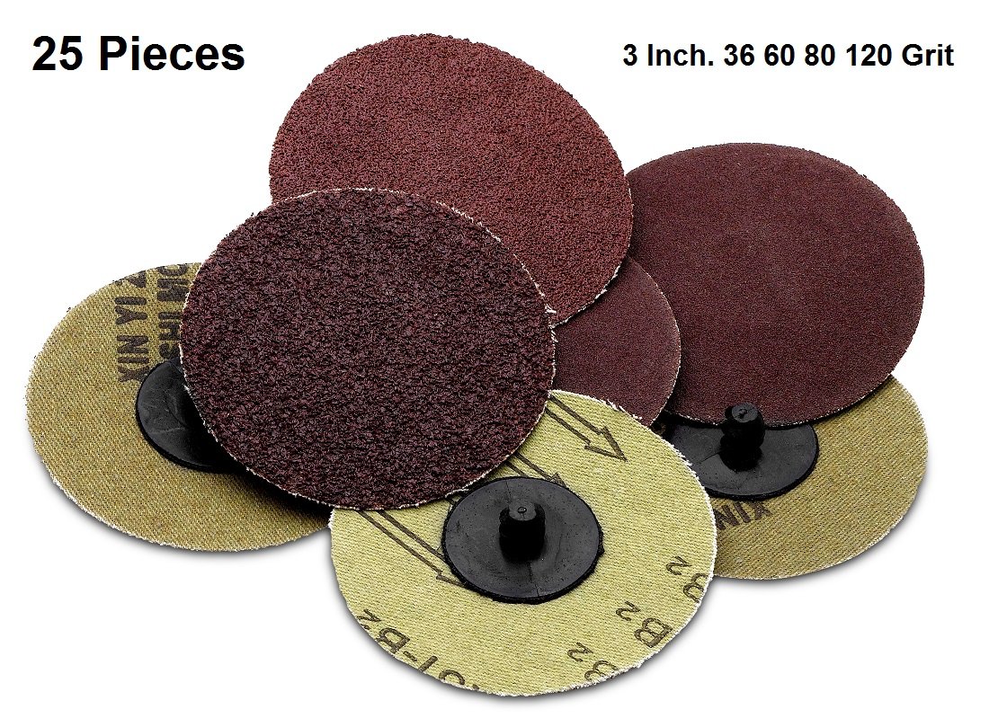 Roloc sanding Disc Assortment 25 Piece Set of Heavy Duty and Durable 3