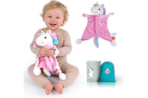 Baby Security Blanket, Soft Lovey Unisex Snuggle Toy Stuffed Animal, Square Sensory Lovie, Newborn Essentials Gift for Boys a