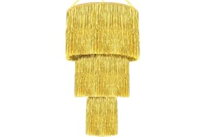 KatchOn, Gold Tinsel Chandelier Party Decor - 20 Inch | Gold Chandelier for New Years Eve Ceiling Decorations | New Years Decorations, Gold Disco Party Decoration, New Years Eve Party Supplies 2026
