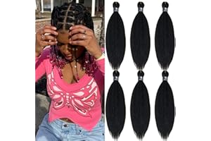 UPruyo 1b Black Braiding Hair 18 inch Pre Stretched Braiding Hair Extensions for Braids Short Braiding Hair Pre Stretched Syn