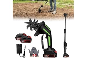 2 in 1 Cordless Tiller and Cultivator with Extension Pole, 20V Lightweight Handheld Battery Tiller Cultivator for Garden Flow