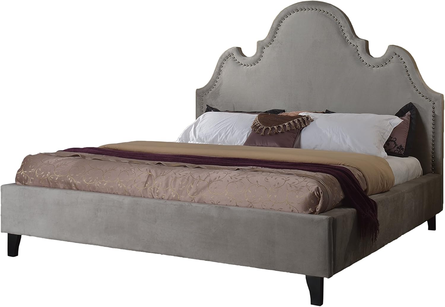 Best Master Furniture GEK Suede Upholstered Platform Bed