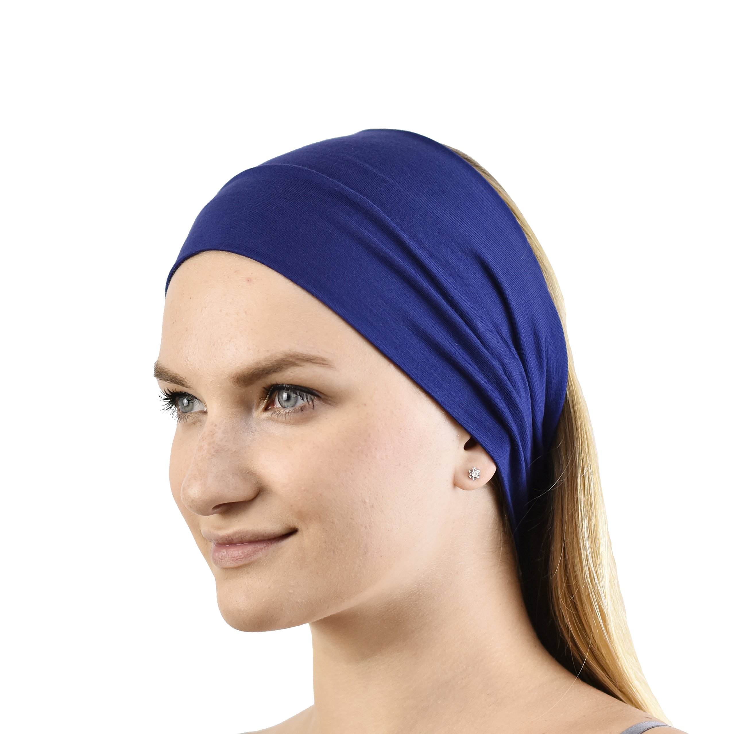 Jasmine Silk Unisex Bamboo Headband Hair Band (Navy) — image 1