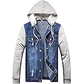 LZLER Hoodie Jean Jacket for Men,Casual Slim Fit Men's Denim Jacket with Hood