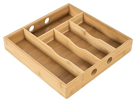 Bamboo Cutlery Tray Perfect Small Storage Drawer Organiser For