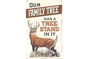 OPEN ROAD BRANDS Deer Hunting Wood Wall Decor - Our Family Tree Has a Tree Stand In It - Vintage Hunting Sign for Lodge, Man Cave, or Garage