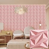 Heikki 30 Pack 3D Wall Panel for Interior Wall D&eacute;cor, PVC Flower Textured Wall Panels for Living Room Bedroom Hotel Office, 11.8"x11.8", Double-Sided Tape (Pink-DJZ)