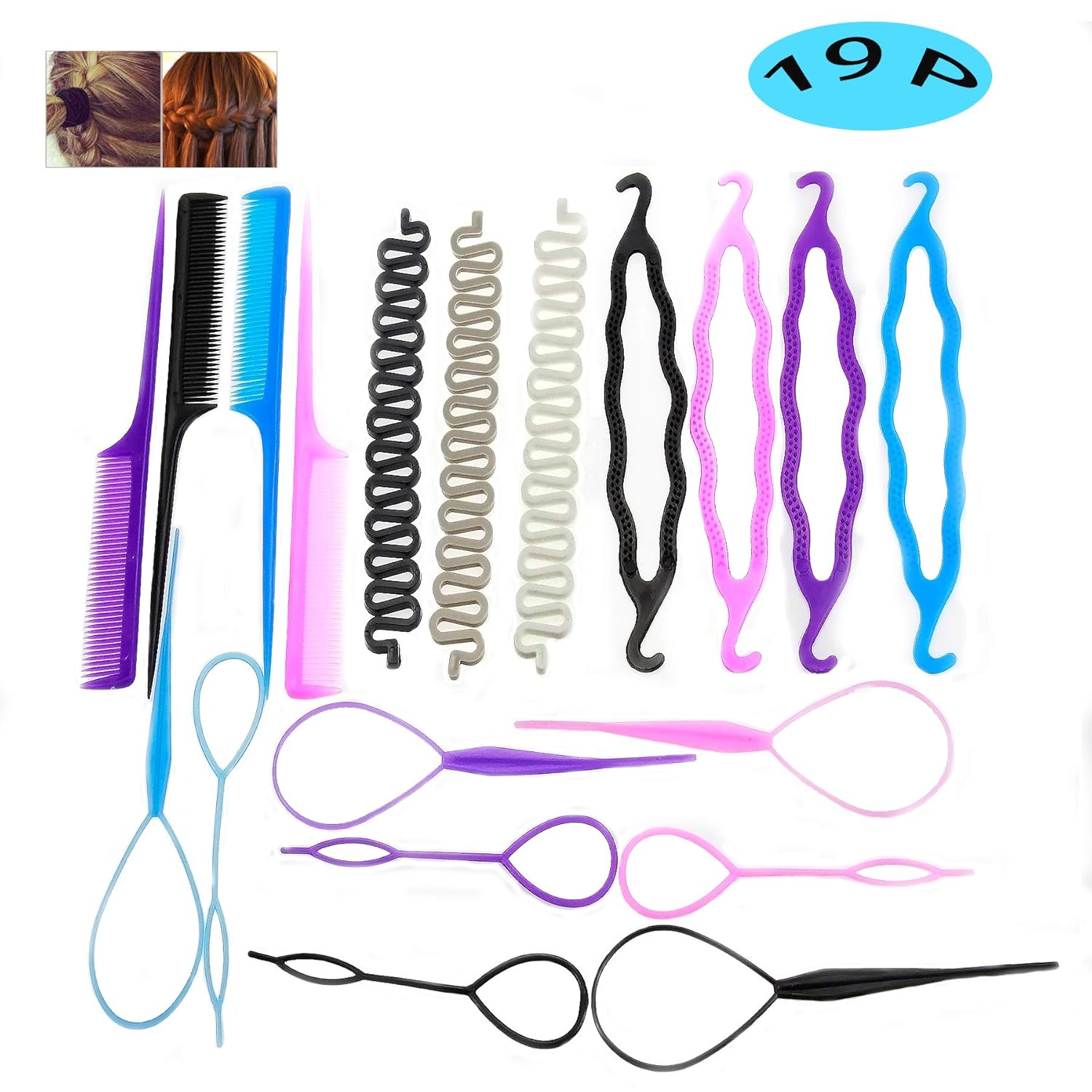 Amazon Com 19 Pcs Hair Braiding Tool Diy Hair Styling Tool Kit