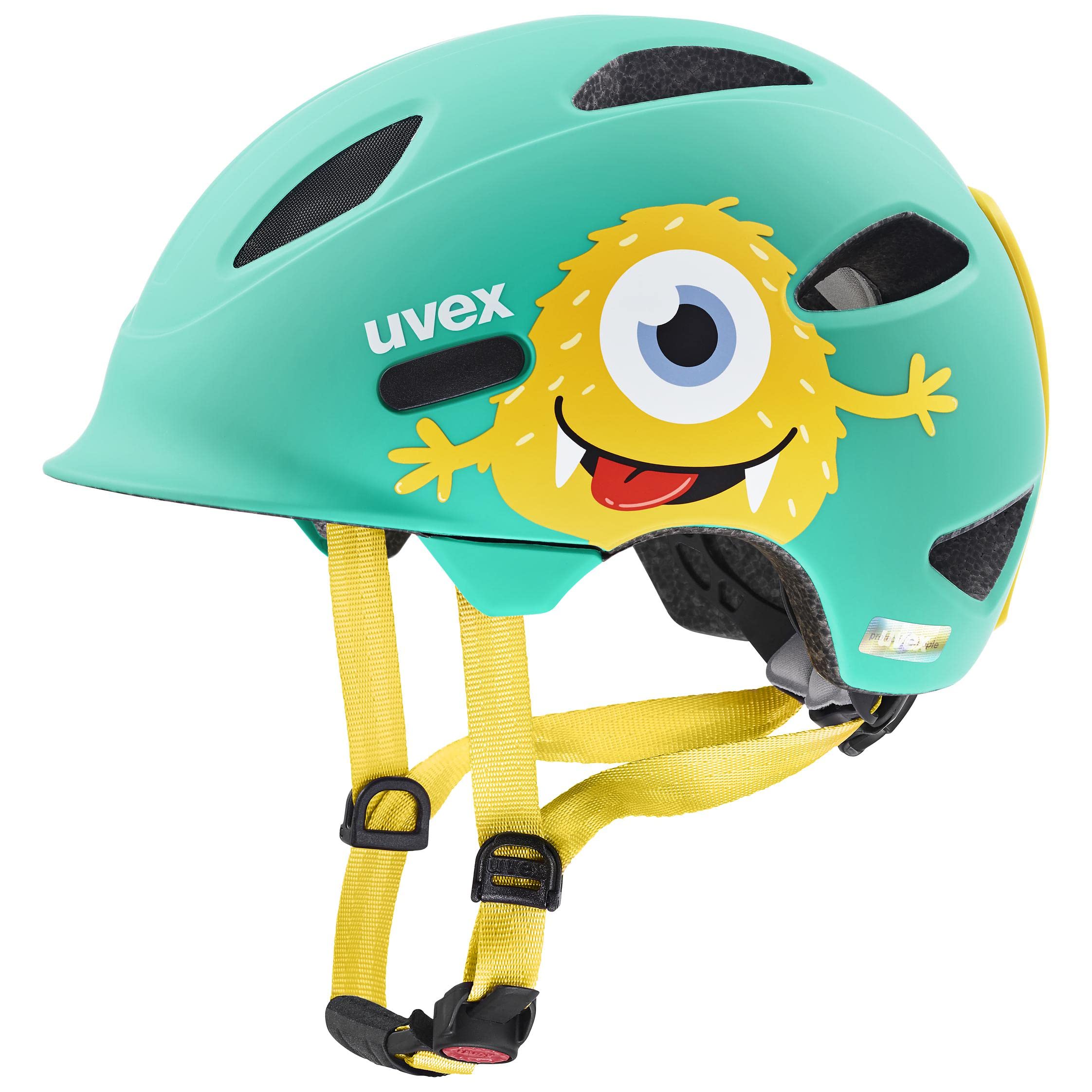 uvex oyo style - lightweight kids bike helmet - extra protection around the temples - individual fit - monster lagoon matt - 45-50 cm