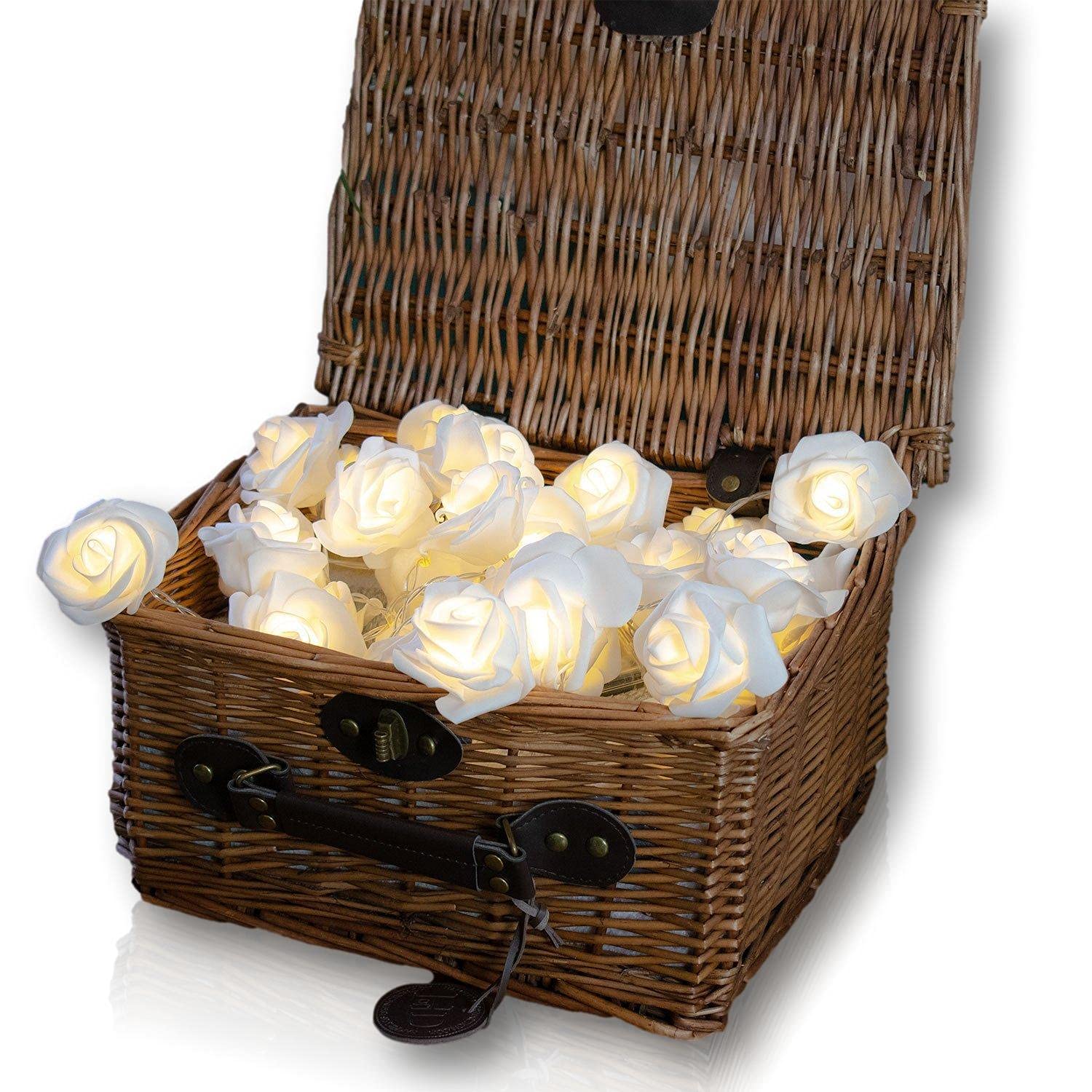 30 LED White Rose Fairy Lights String Lights Battery Operated Flower Fairy Lights Premium