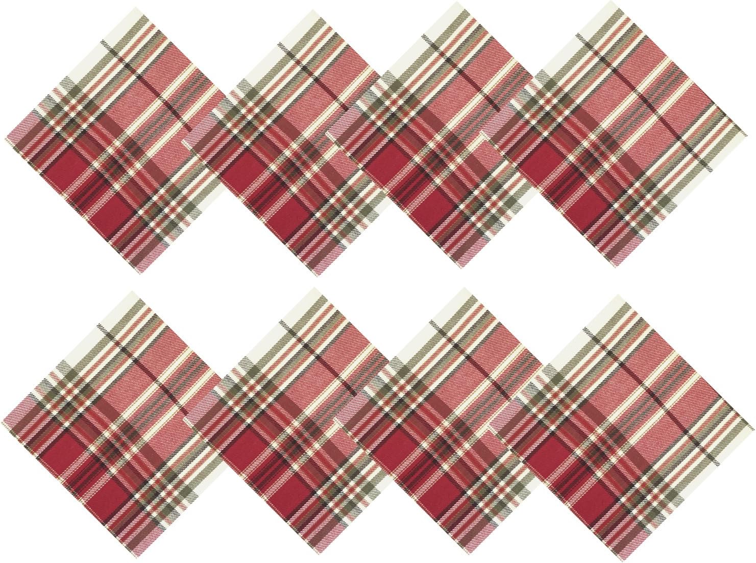 Sully Tartan Christmas Plaid Fabric Napkins, 100 Woven