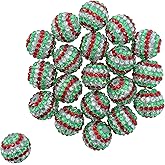20pcs Rhinestone Beads 20mm Acrylic Sparkling Beads for Jewelry Making Baseball Necklaces DIY Crafts Keychains Pens, Holiday Decorations and Gift Projects (Red & Green)