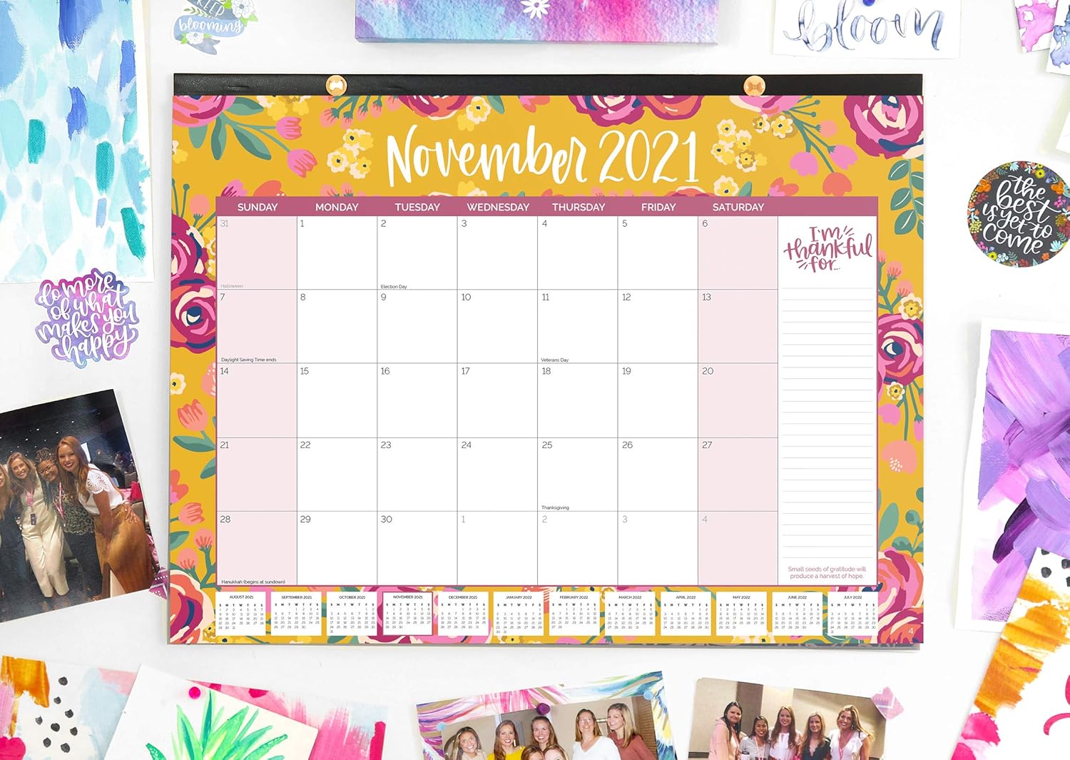 bloom daily planners 2021-2022 Academic Year Desk/Wall Calendar - 21" x 16" Large Monthly Organizer Pad (August 2021 - July 2022) Hanging or Desktop Blotter - Vintage Floral : Office Products