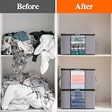 Lifewit 50L Clothes Storage Bags 3 Pack Large Storage Box With Lid Grey view 4