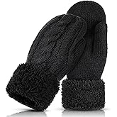 Geyoga Winter Warm Mittens for Women Cozy Thick Knitted Gloves Soft Lining Cold Weather Accessories Gifts