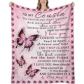 UHANKRU Cousin Gifts for Women, Cousin Gifts, Cousin Birthday Gifts for Women, Gift for Cousin Female, Cousin Gifts for Graduation, Christmas, Cousin Blanket, 60"x50"