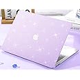 KEROM Bling Glitter Case for MacBook Pro 13 inch 2024-2016 M2 M1 A2338 A2289 A2251 A2159 A1989 A1706 A1708, Luxury Bedazzled Shiny Sparkle Glitter PU Leather Hard Shell Case & Keyboard Cover, Purple