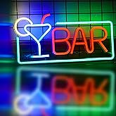 LEAHPENG Bar Neon Signs-Premium Acrylic LED Bar Neon Lights Wall Decor USB Powered with Switch for Home Bar, Bistro, Party, Club, Business Hours Sign