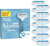 Gillette Venus Smooth Razor Blade Refills 12 Pack 3 Blades Cushioned