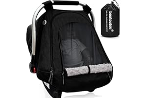 beatoutou Baby Car Seat Cover,Patented Waterproof Baby Car Seat Cover for Boys & Girls,Infant Car Seat Cover Canopy for Girls,Windproof Car Seat Canopy for Boys, Keeps Babies Warm and Cozy (Black)