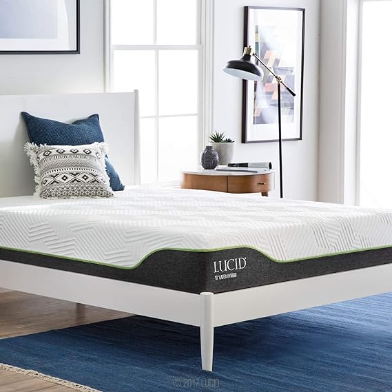 LUCID 10 Inch King Latex Hybrid Mattress Cooling Gel Memory Foam