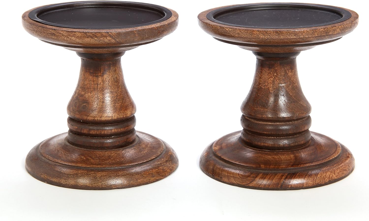 Hosley Set of 2 Wood Pillar Candle Holders 5 Inch High Ideal Gift for Weddings Bridal Party Spa Reiki Meditation Votive LED Pillar Candle Gardens O3: Home & Kitchen